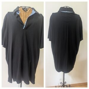 Robert Graham Polo Black with Blue Collar Casual Knit XL